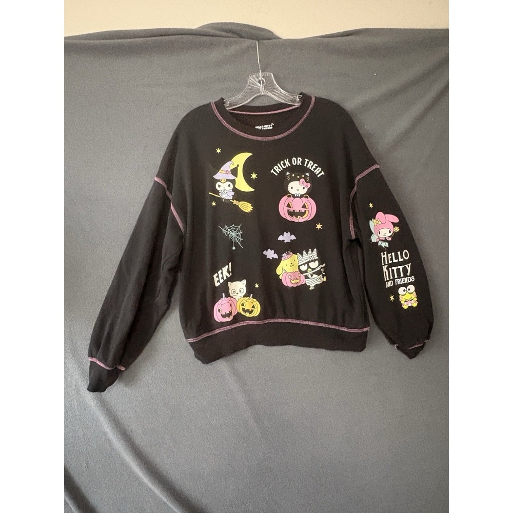 Hello Kitty and Friends Halloween Sweatshirt Glow in the Dark Black Crewneck S